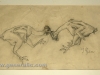 Ivan Generalic, Chicken fight, drawing, 42x22 cm