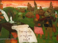 Drazen Tetec, 1992, oil on glass, Best wishes, 20x28 cm