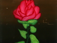 Drazen Tetec, 1992, oil on glass, Red Flower, 20x14 cm