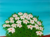 Drazen Tetec, 1993, oil on glass, White flowers, 35x30 cm (unframed)