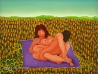 Drazen Tetec, 1994, oil on glass, Lovers, 24x31 cm