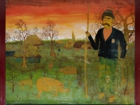 Drazen Tetec, oil on glass, Swine herder, 43x53 cm
