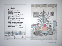 Josip Generalić, 1989, Božić, oslikani svilotisak, 50x64 cm 37x26 cm, JG-L02-50(2) - 200 eur