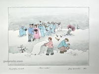 Josip Generalić, 1964, Plavi svatovi (Blue wedding), oslikani svilotisak (water-coloured silkscreen), 35x50 cm 27x37 cm, JG-L43-06(5) - 300 eur