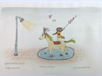 Josip Generalić, 1979, Cirkuska jahačica (Circus horse rider), oslikani svilotisak (water-coloured silkscreen), 26x36 cm, JG-M01-99(10) - 200 eur