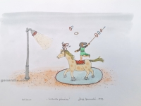Josip Generalić, 1979, Cirkuska jahačica (Circus horse rider), oslikani svilotisak (water-coloured silkscreen), 39x42 cm, 1979 - 250 eur