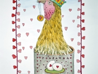 Josip Generalić, 1994, Podravkin pevec (Rooster of Podravka), oslikani svilotisak (water-coloured silkscreen), 53x39 cm 44x30 cm, JG-K11-03(7) - 100 eur