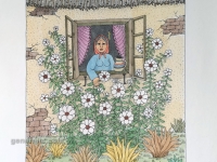 Josip Generalić, 1989, Bele rože (White roses), oslikani svilotisak (water-coloured silkscreen), 50x39 cm 37x27 cm, JG-L01-01(1) - 400 eur