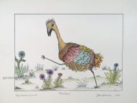 Josip Generalić, 1976, Brza ptica (Fast bird), oslikani svilotisak (water-coloured silkscreen), 35x49 cm 26x37 cm, JG-L03-02(5) - 400 eur