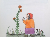 Josip Generalic, JG-L08-02(6), Girl and a flower (red), water-coloured silkscreen, 49x34 cm, 1971 - 100 eur