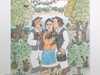 Josip Generalić, 1989, Kaj, oslikani svilotisak (water-coloured silkscreen), 49x34 cm 37x26 cm, JG-L16-01(1) - 400 eur