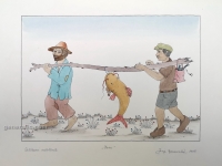 Josip Generalić, 1977, Som (Catfish), oslikani svilotisak (water-coloured silkscreen), 35x49 cm 26x37 cm, JG-L39-01(7) - 400 eur