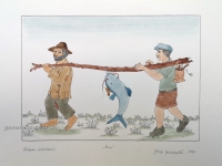 Josip Generalić, 1977, Som (Catfish), oslikani svilotisak (water-coloured silkscreen), 35x49 cm 26x37 cm, JG-L39-02(2) - 400 eur