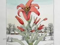 Josip Generalić, 1997, Ljiljan (The lilly flower), oslikani svilotisak (water-coloured silkscreen), 52x37 cm 32x24 cm, JG-L47-01 - 500 eur