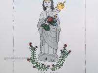 Josip Generalić, 1984, Majka Božja Bistrička (Mother of God from Bistrica), oslikani svilotisak (water-coloured silkscreen), 35x25 cm 24x18 cm, JG-M05-03(4) - 300 eur