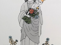 Josip Generalić, 1984, Majka Božja Bistrička (Mother of God from Bistrica), oslikani svilotisak (water-coloured silkscreen), 25x13 cm, JG-N04-02(3) - 200 eur