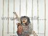 Josip Generalic, JG-K02-01(14), Combing a monkey, water-coloured silkscreen, 47x33 cm 44x30 cm, 1981 - 300 eur