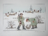 Josip Generalic, JG-L19-01(8), Hunters with a rabbit, water-coloured silkscreen, 38x53 cm 27x43 cm, 1980 - 300 eur