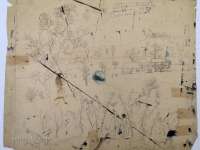 Josip Generalić, 1963, Cvijece (Flowers), olovka na papiru (pencil on paper), 36x44 cm – Cijena na upit (Price on request)