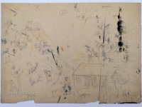 Josip Generalić, 1963, Povratak iz vinograda (Return from vineyard), olovka na papiru (pencil on paper), 27x39 cm – Cijena na upit (Price on request)