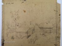 Josip Generalić, 1963, Selo zimi (Village in winter), olovka na papiru (pencil on paper), 29x35 cm – Cijena na upit (Price on request)