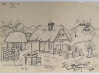 Josip Generalić, 1976, Drva za zimu (Wood for winter), olovka na papiru (pencil on paper), 22x32 cm – Cijena na upit (Price on request)