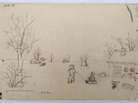 Josip Generalić, 1976, Sanjkanje (Sledging), olovka na papiru (pencil on paper), 27x39 cm – Cijena na upit (Price on request)