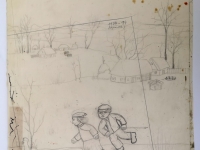 Josip Generalić, 1977, Klizanje (Skating), olovka na papiru (pencil on paper), 46x33 cm – Cijena na upit (Price on request)