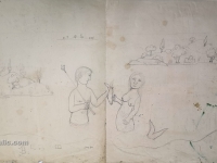 Josip Generalić, 1978, olovka na papiru (pencil on paper), 68x118 cm – Cijena na upit (Price on request)