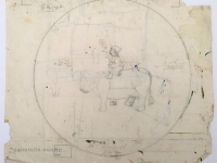Josip Generalić, 1982, Bor za Božić (Christmas tree), olovka na papiru (pencil on paper), 30x36 cm – Cijena na upit (Price on request)