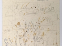 Josip Generalić, 1987, Djeca grade snjegovica (Children making a snowman), olovka na papiru (pencil on paper), 28x24 cm – Cijena na upit (Price on request)