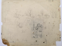 Josip Generalić, 1987, Veseli par (Happy couple), olovka na papiru (pencil on paper), 37x46 cm – Cijena na upit (Price on request)