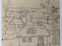 Josip Generalić, 1997, Tri patke (Three ducks), olovka na papiru (pencil on paper), 32x22 cm – Cijena na upit (Price on request)