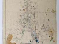 Josip Generalić, 1998, Cvijece u vazi (Flowers in a vase), olovka na papiru (pencil on paper), 32x25 cm – Cijena na upit (Price on request)