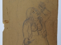 Josip Generalić, Beračica grožđa (Grape picker), olovka na papiru (pencil on paper), 88x43 cm – Cijena na upit (Price on request)