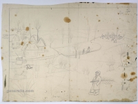 Josip Generalić, Bor za Božić (Christmas tree), olovka na papiru (pencil on paper), 50x70 cm– Cijena na upit (Price on request)