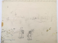 Josip Generalić, Borovi za Božić (Trees for Christmas), olovka na papiru (pencil on paper), 40x48 cm – Cijena na upit (Price on request)