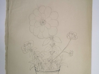 Josip Generalić, Cvijeće (Flowers), olovka na papiru (pencil on paper), 60x44 cm – Cijena na upit (Price on request)