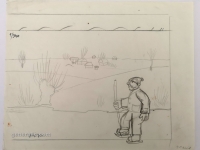 Josip Generalić, Klizac (Skater), olovka na papiru (pencil on paper), 21x26 cm – Cijena na upit (Price on request)