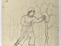 Josip Generalić, Klizac (Skater), olovka na papiru (pencil on paper), 25x21 cm – Cijena na upit (Price on request)