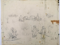 Josip Generalić, Klizaci (Skaters), olovka na papiru (pencil on paper), 34x43 cm – Cijena na upit (Price on request)