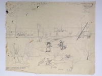 Josip Generalić, Klizanje (Skating), olovka na papiru (pencil on paper), 42x55 cm – Cijena na upit (Price on request)