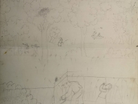 Josip Generalić, Kosac žita (Wheat reaper), olovka na papiru (pencil on paper), 100x71 cm – Cijena na upit (Price on request)
