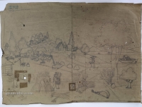 Josip Generalić, Košnja žita (Mowing grain), olovka na papiru (pencil on paper), 61x88 cm – Cijena na upit (Price on request)