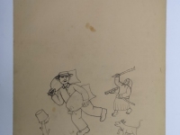 Josip Generalić, Lopov (Thief), olovka na papiru (pencil on paper), 60x39 cm – Cijena na upit (Price on request)