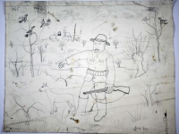 Josip Generalić, Lovac i pas (hunter with a dog), olovka na papiru (pencil on paper), 29x36 cm – Cijena na upit (Price on request)