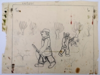 Josip Generalić, Lovci (Hunters), olovka na papiru (pencil on paper), 35x44 cm – Cijena na upit (Price on request)