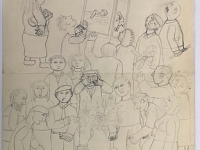 Josip Generalić, Manduševac, olovka na papiru (pencil on paper), 124x49 cm – Cijena na upit (Price on request)