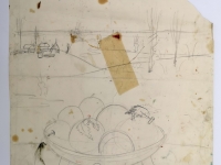 Josip Generalić, Mrtva priroda (Still life), olovka na papiru (pencil on paper), 53x42 cm – Cijena na upit (Price on request)