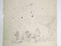 Josip Generalić, Odmor (Resting), olovka na papiru (pencil on paper), 54x44 cm – Cijena na upit (Price on request)